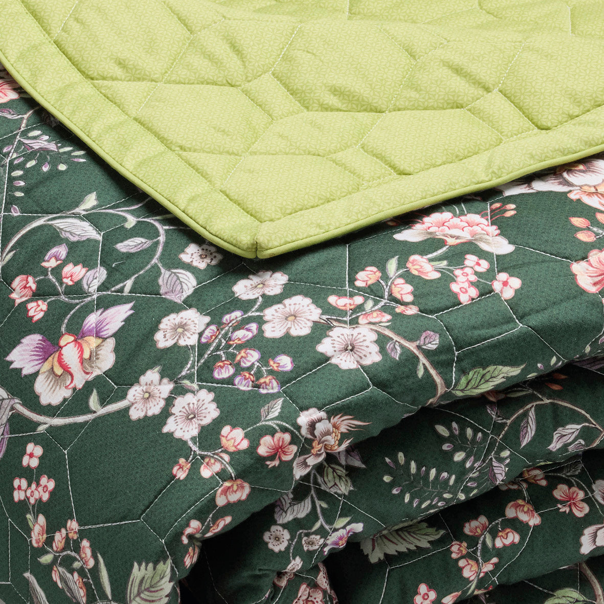 Bedspread XL Murmure floral Green - 220 x 250 cm
