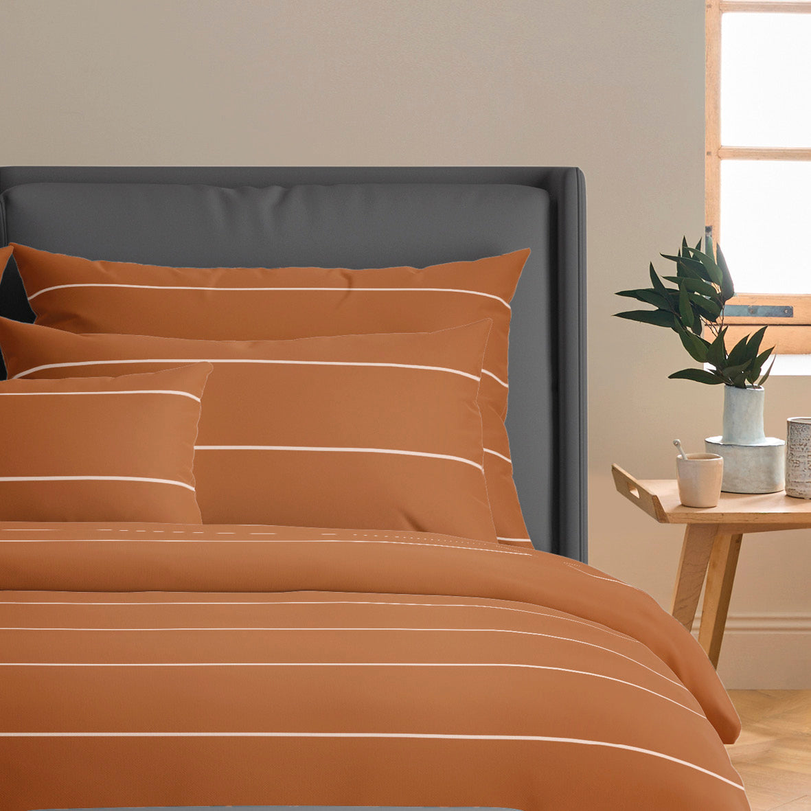 Duvet cover + pillowcase(s) cotton satin - Camille Brown