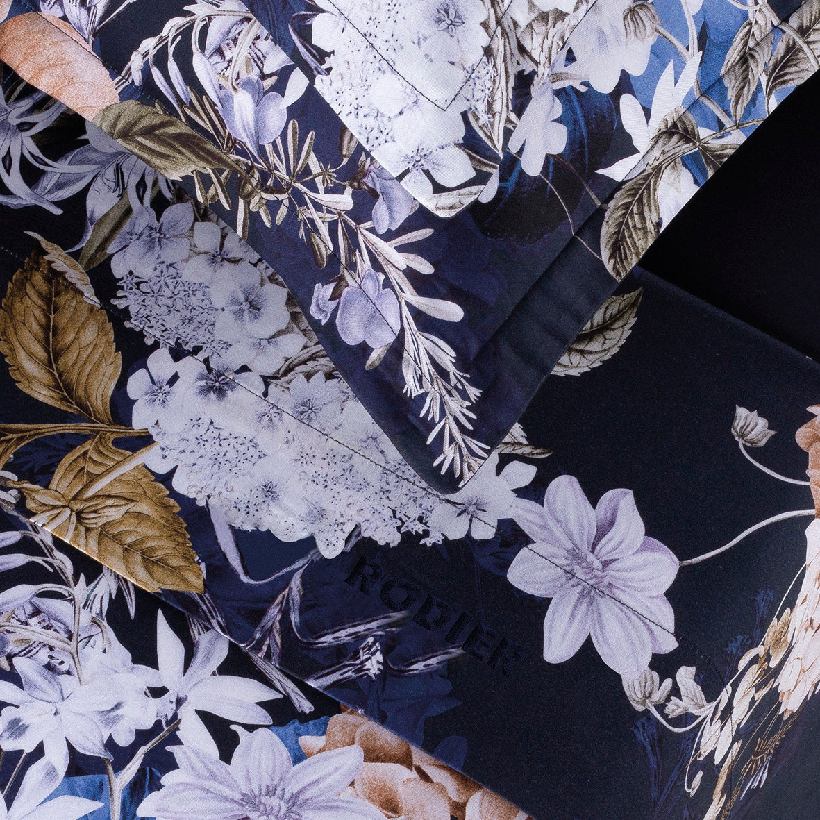 Ensemble de draps satin de coton - Floraison d'hortensias Bleu