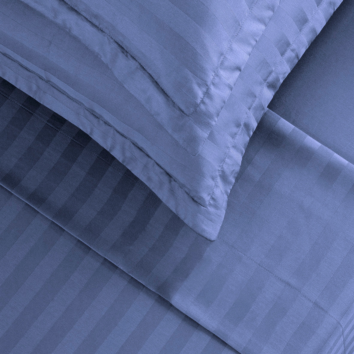 Drap plat satin de coton dobby stripe - Dobby stripe woven Bleu