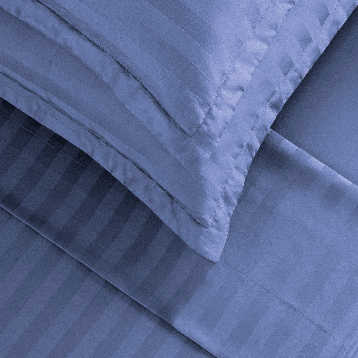 Sheet set cotton satin - Dobby stripe woven Blue