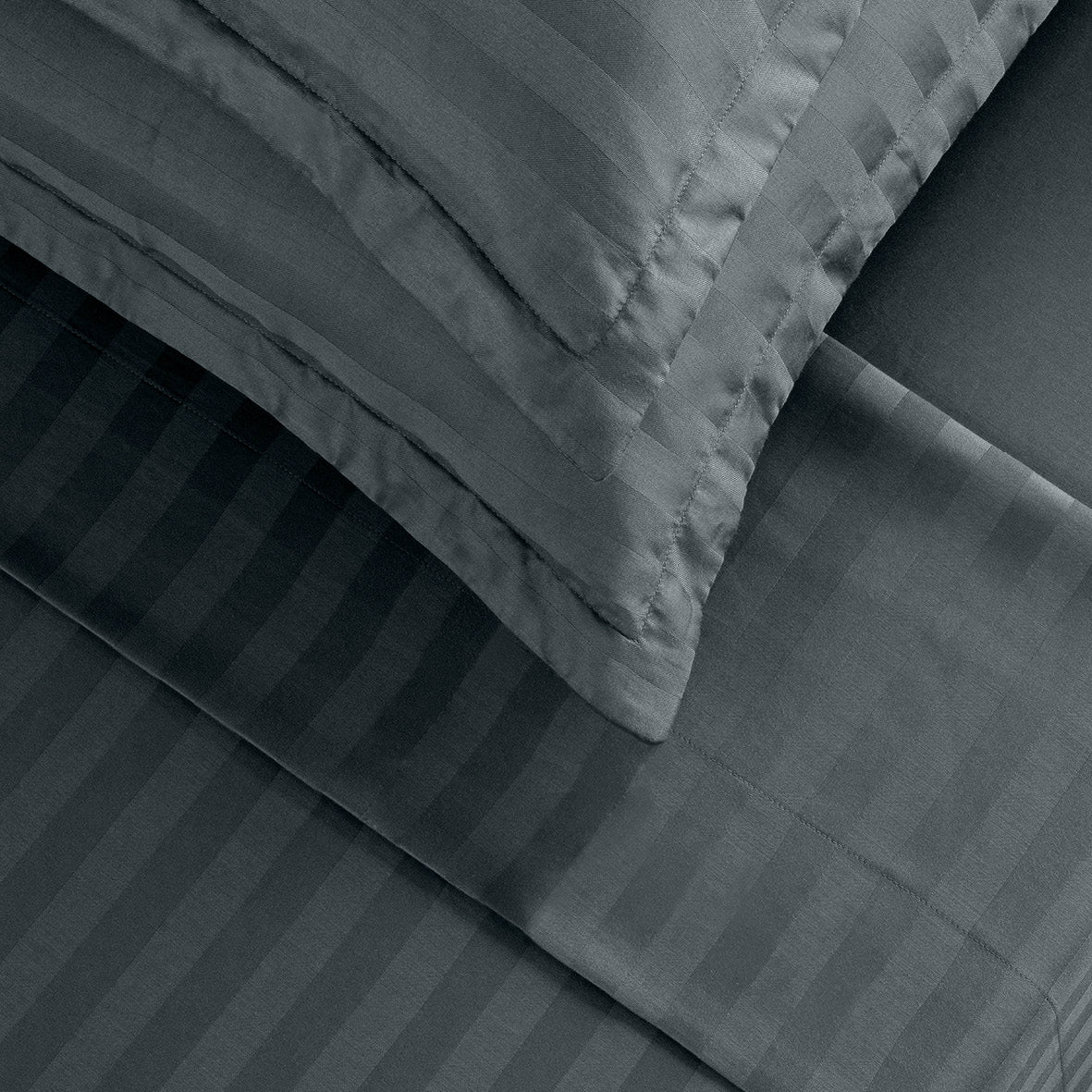 Drap plat satin de coton dobby stripe - Dobby stripe woven Gris foncé