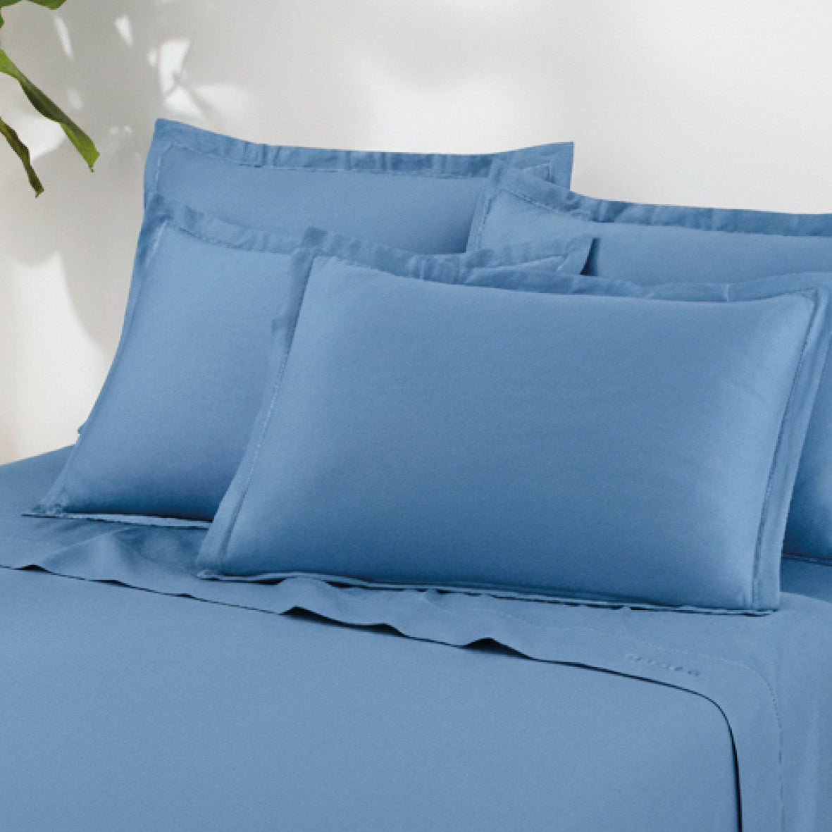Drap plat satin de coton - Uni 1 baratta Bleu 05