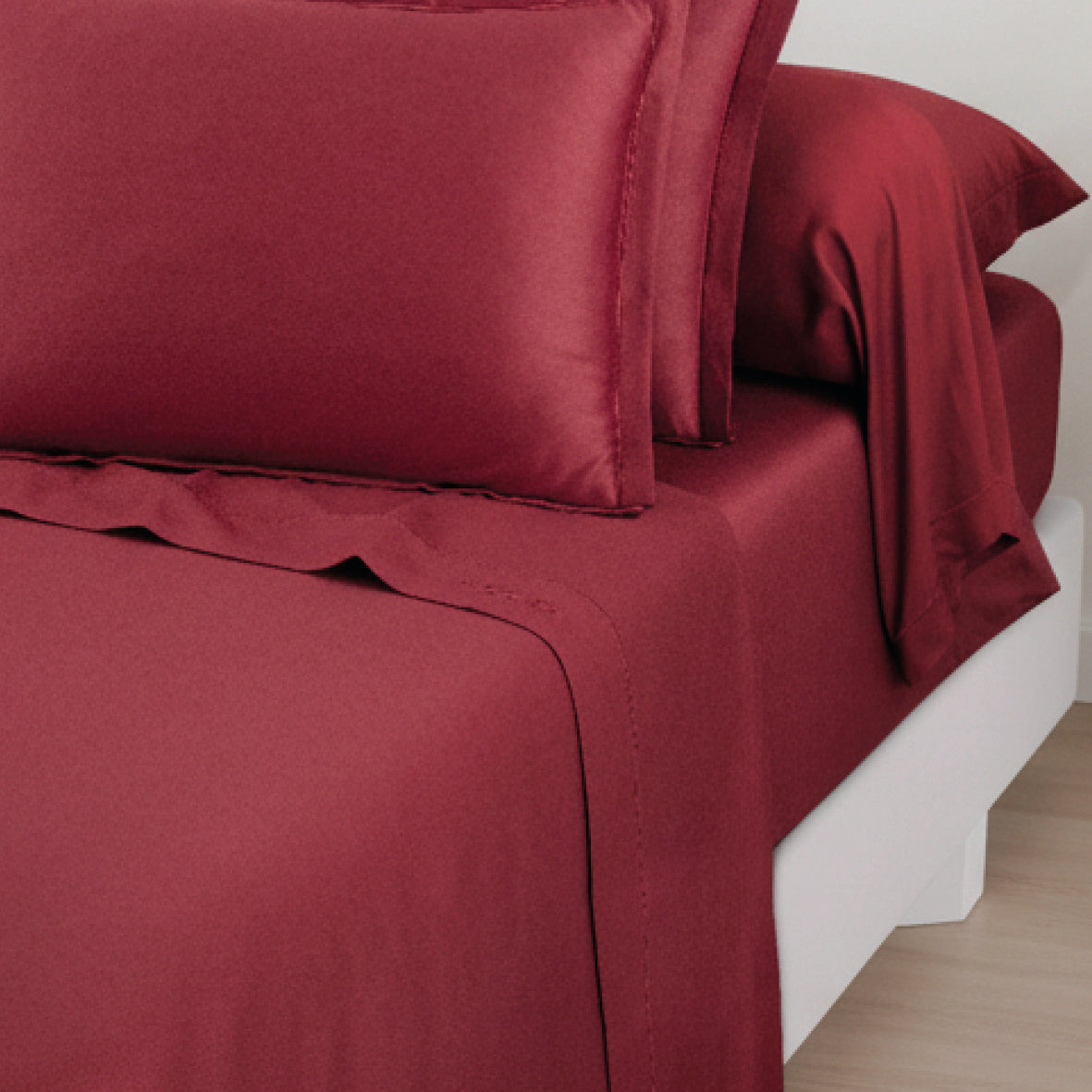 Fitted sheet cotton satin - Uni Burgundy 01
