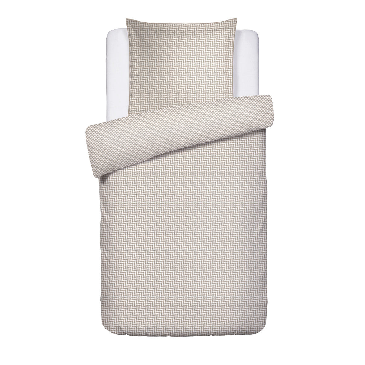 Duvet cover + pillowcase cotton satin - Crochet graphique Taupe 140 x 200 cm + 63 x 63 cm