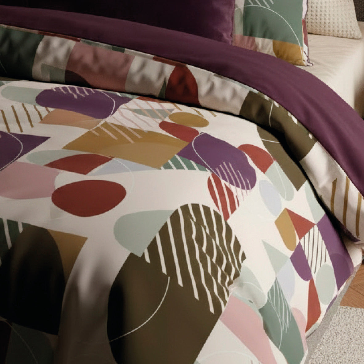 Duvet cover + pillowcase cotton satin - Modul'Art White