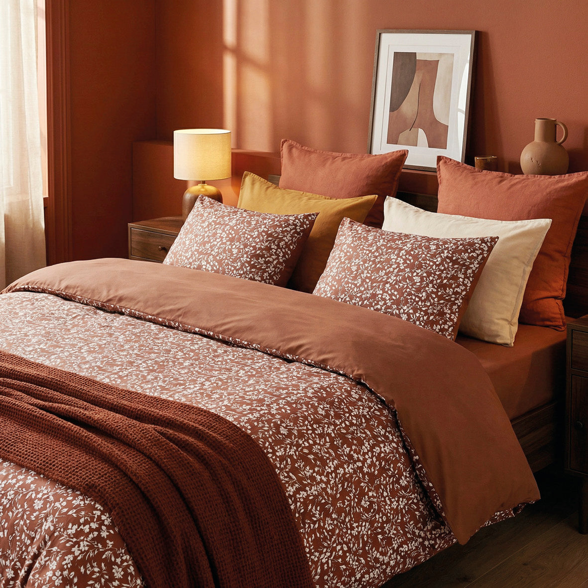 Pillowcase cotton satin - Uni Terracotta 01