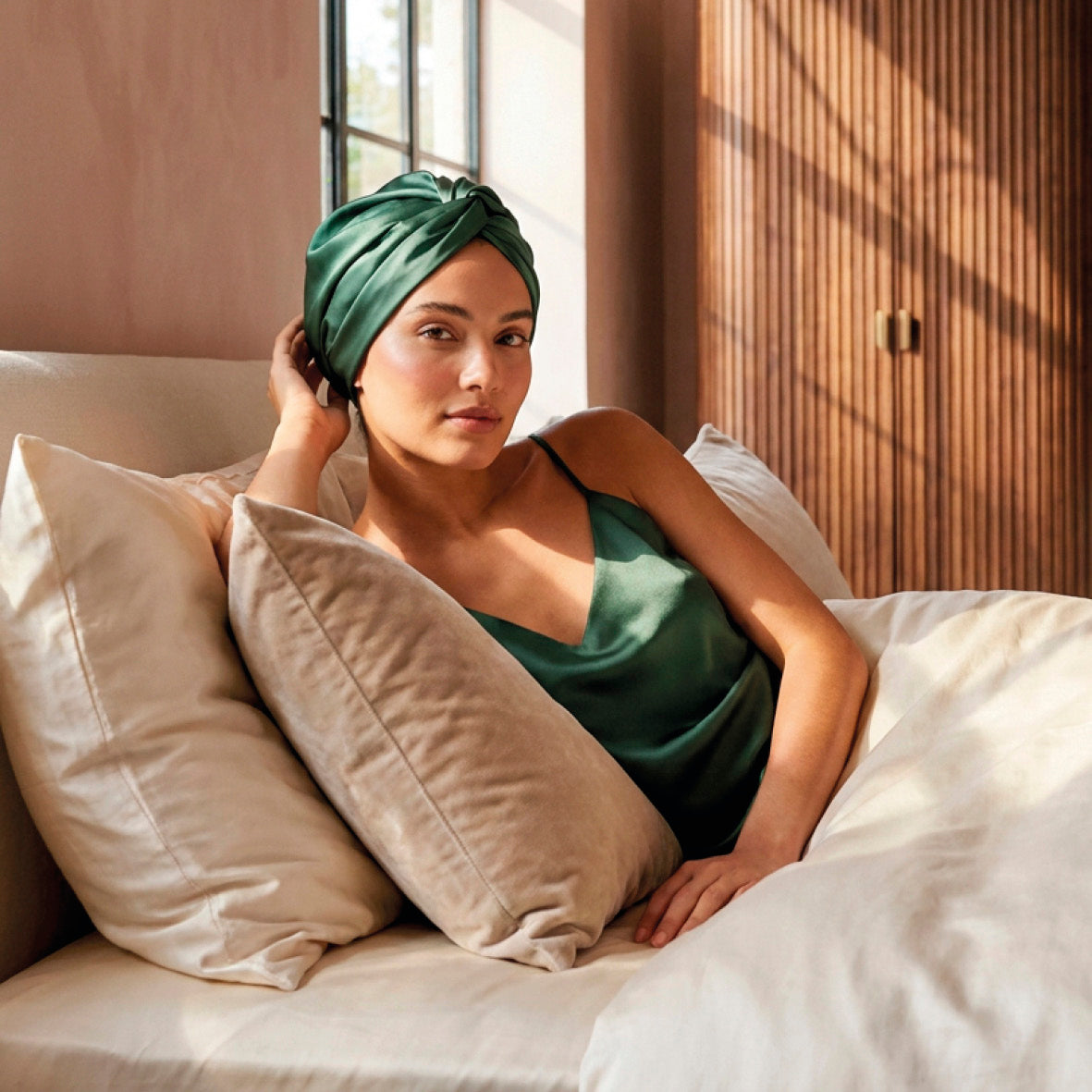 Nightcap silk - Caresse nocturne Sage green - 20 x 30 cm
