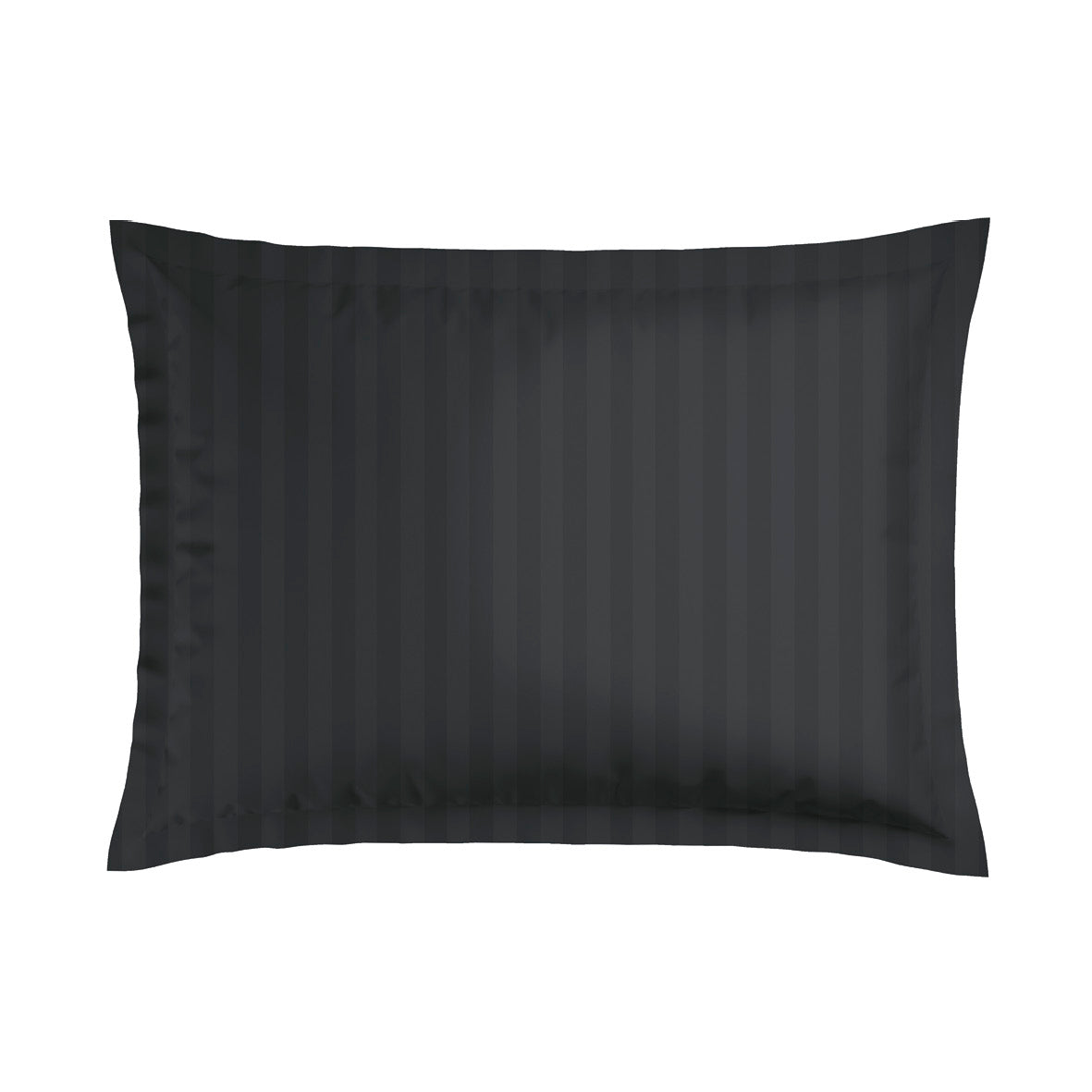 Pillowcase(s) cotton satin Jacquard woven - Dobby stripe Black 2 x (50 x 70 cm)