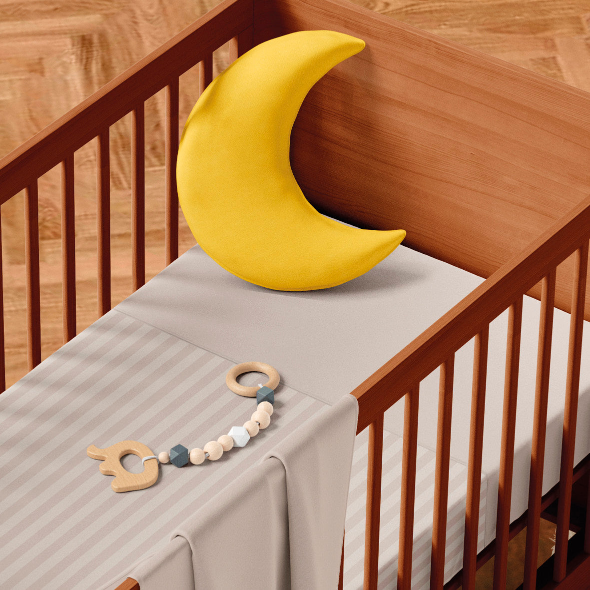 Duvet cover + pillowcase(s) baby cotton satin -Jacquard woven - Dobby stripe Taupe