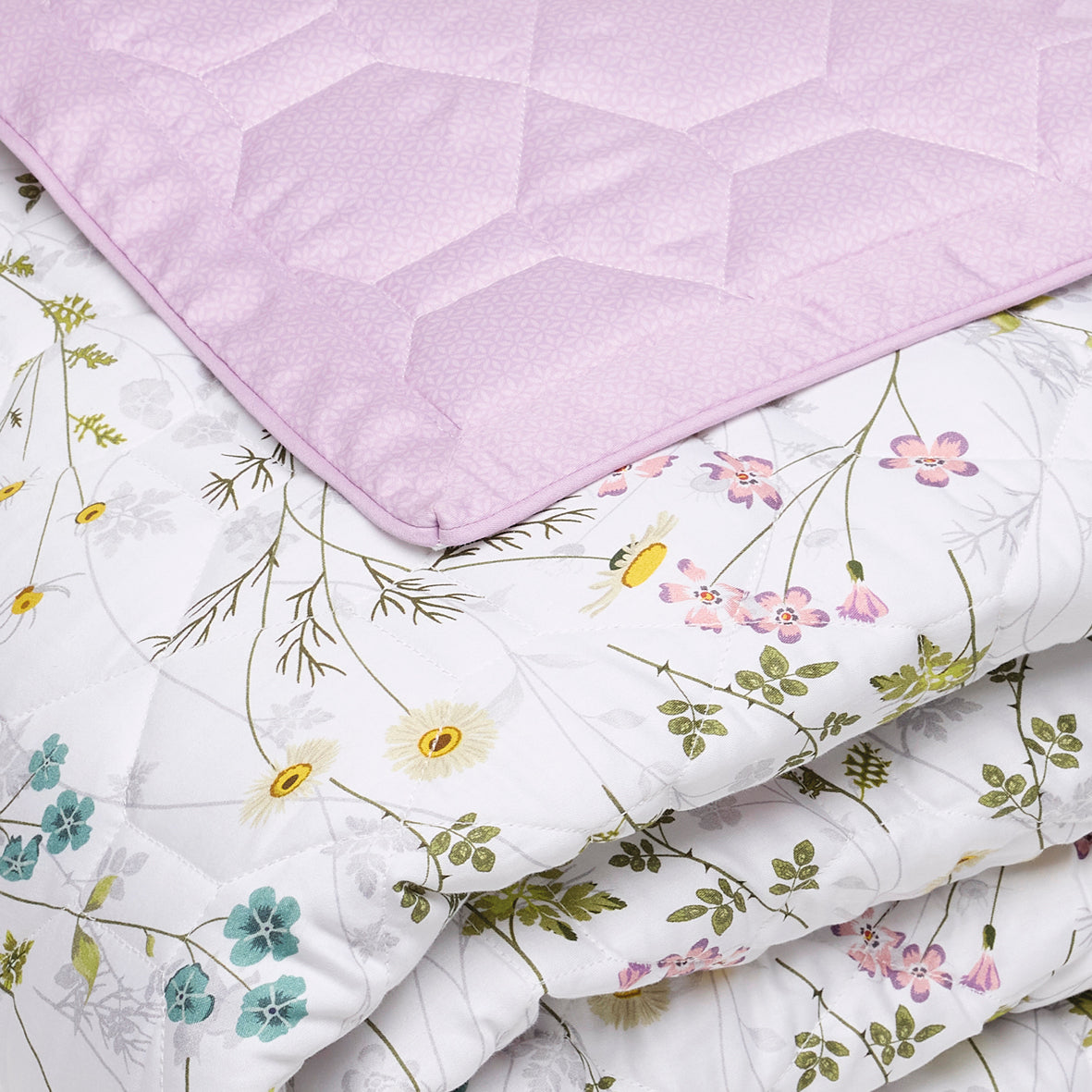 Bedspread XL Fleurs sauvages White / Purple - 220 x 250 cm