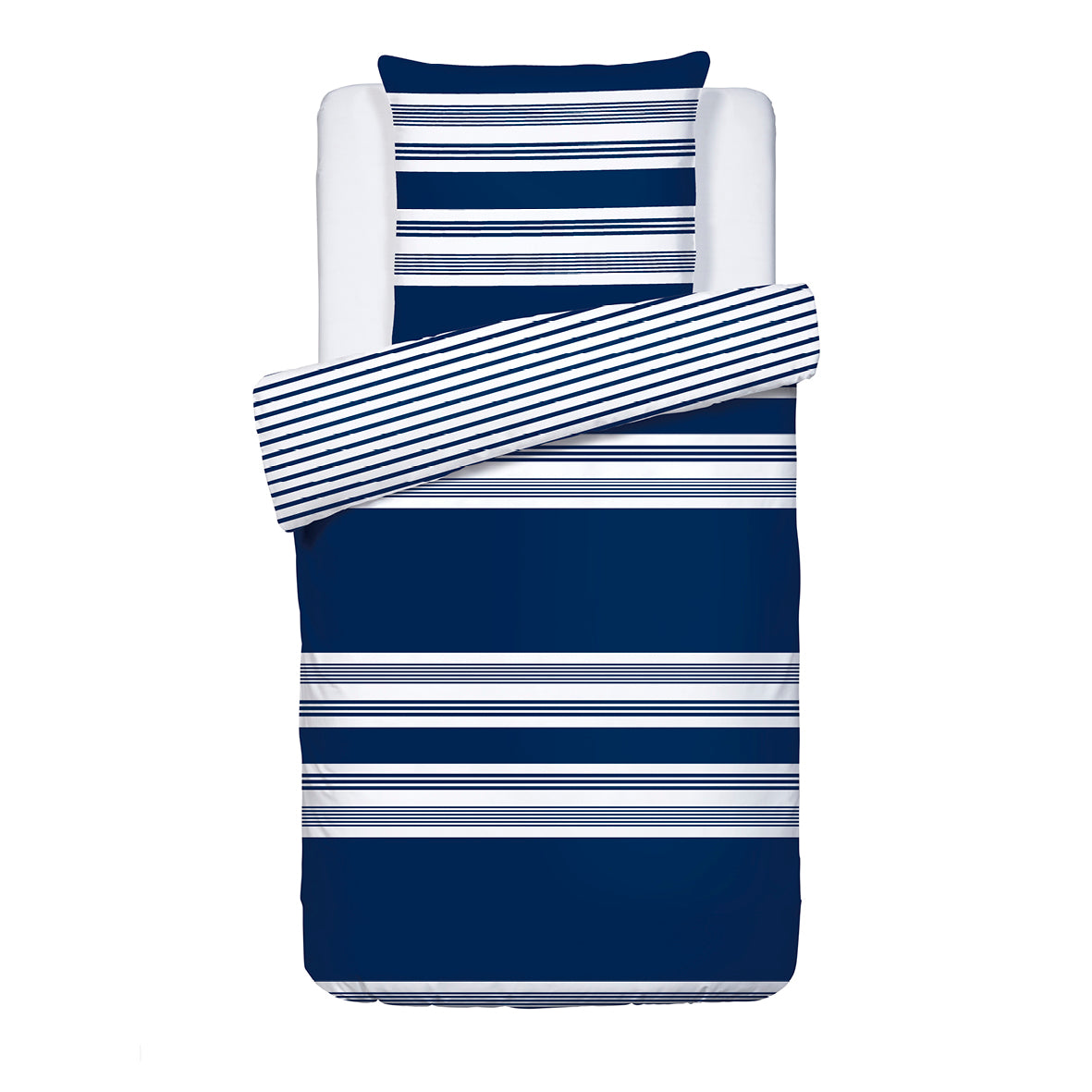 Housse de couette + taie(s) d'oreiller satin de coton - Léna Bleu