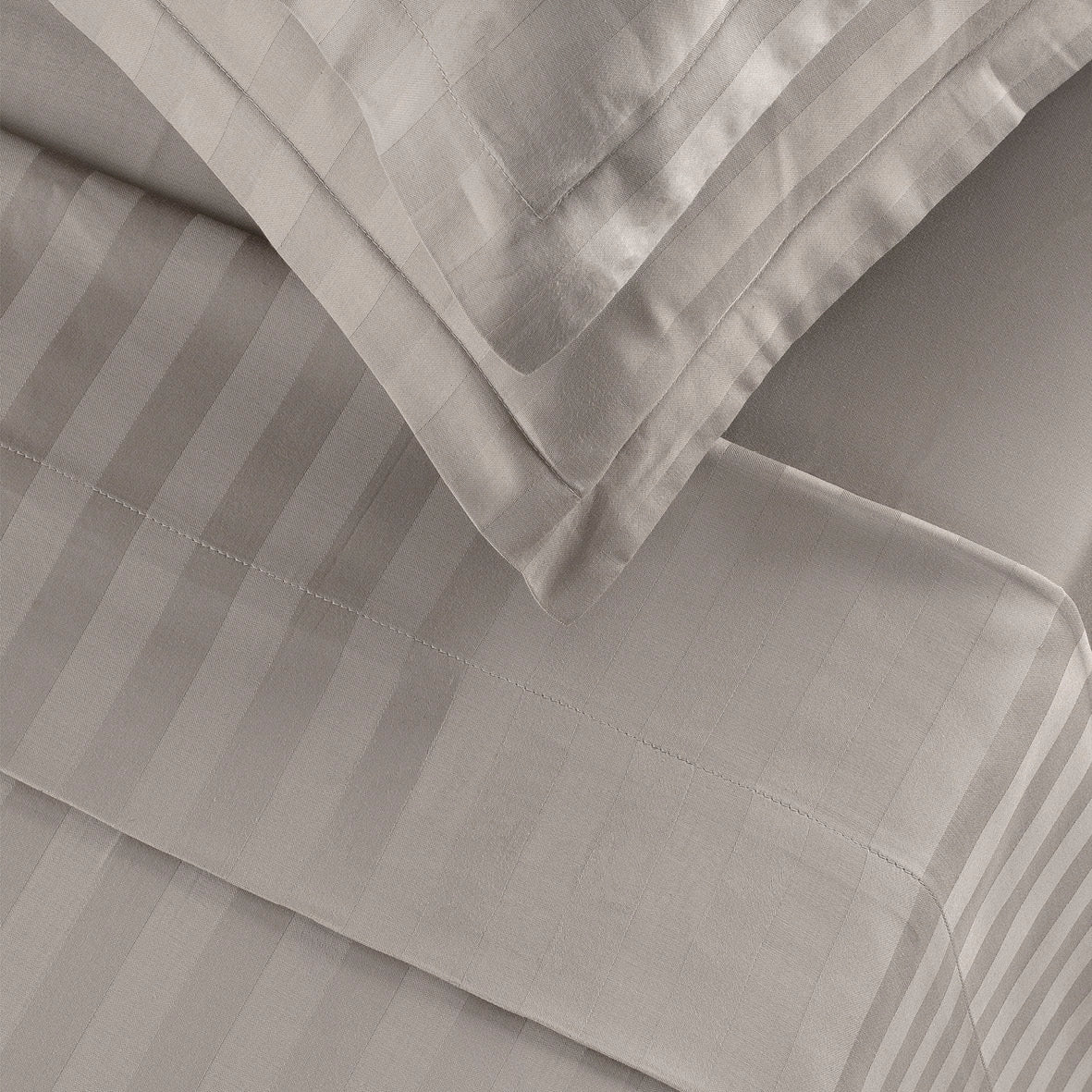 Sheet set cotton satin dobby stripe woven - Taupe