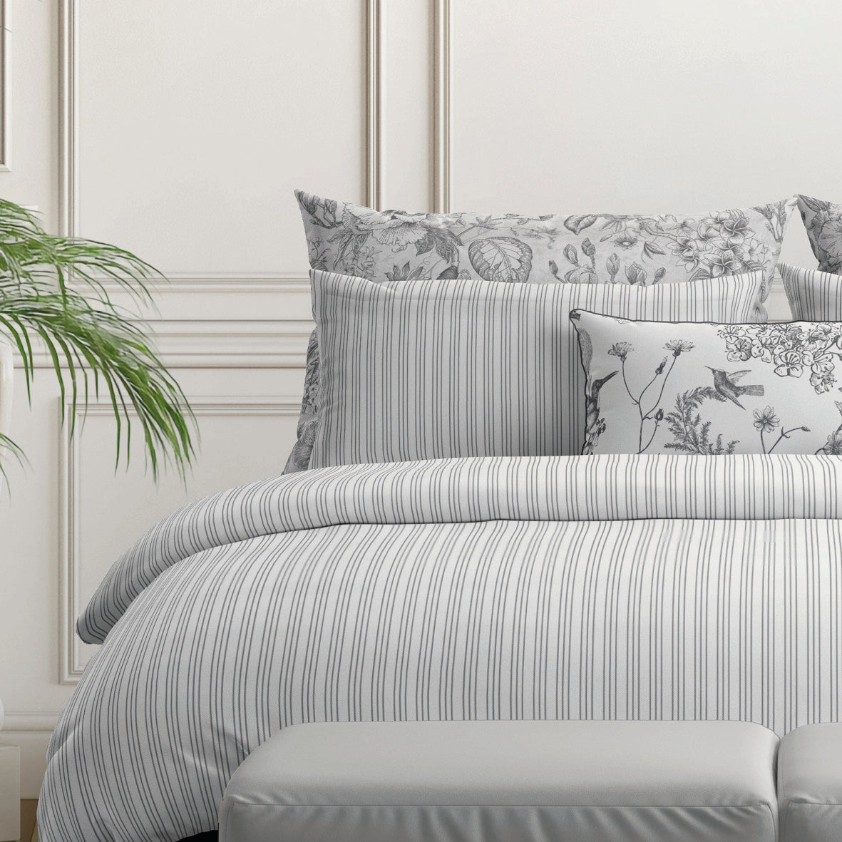 Pillowcase cotton satin - Louisa Grey