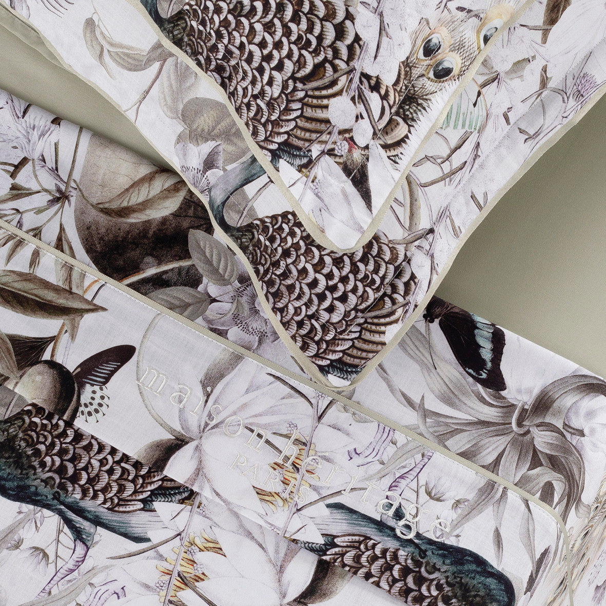 Sheet set cotton satin - Jardin orné Linden green