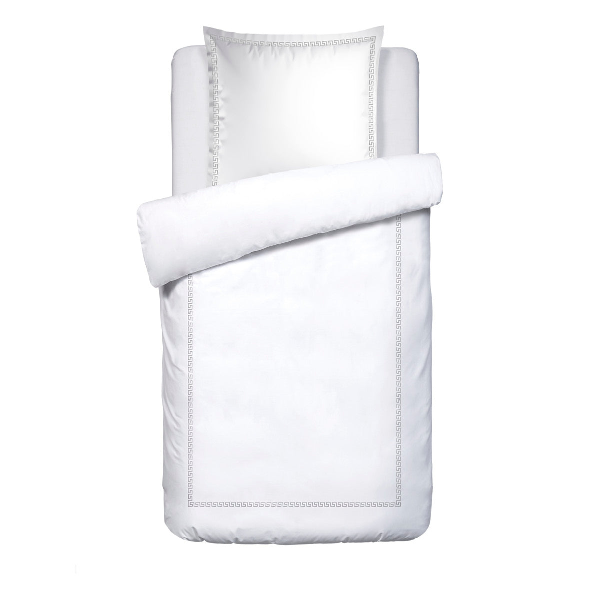 Duvet cover + pillowcase(s) cotton satin - Grand hôtel Grey / White