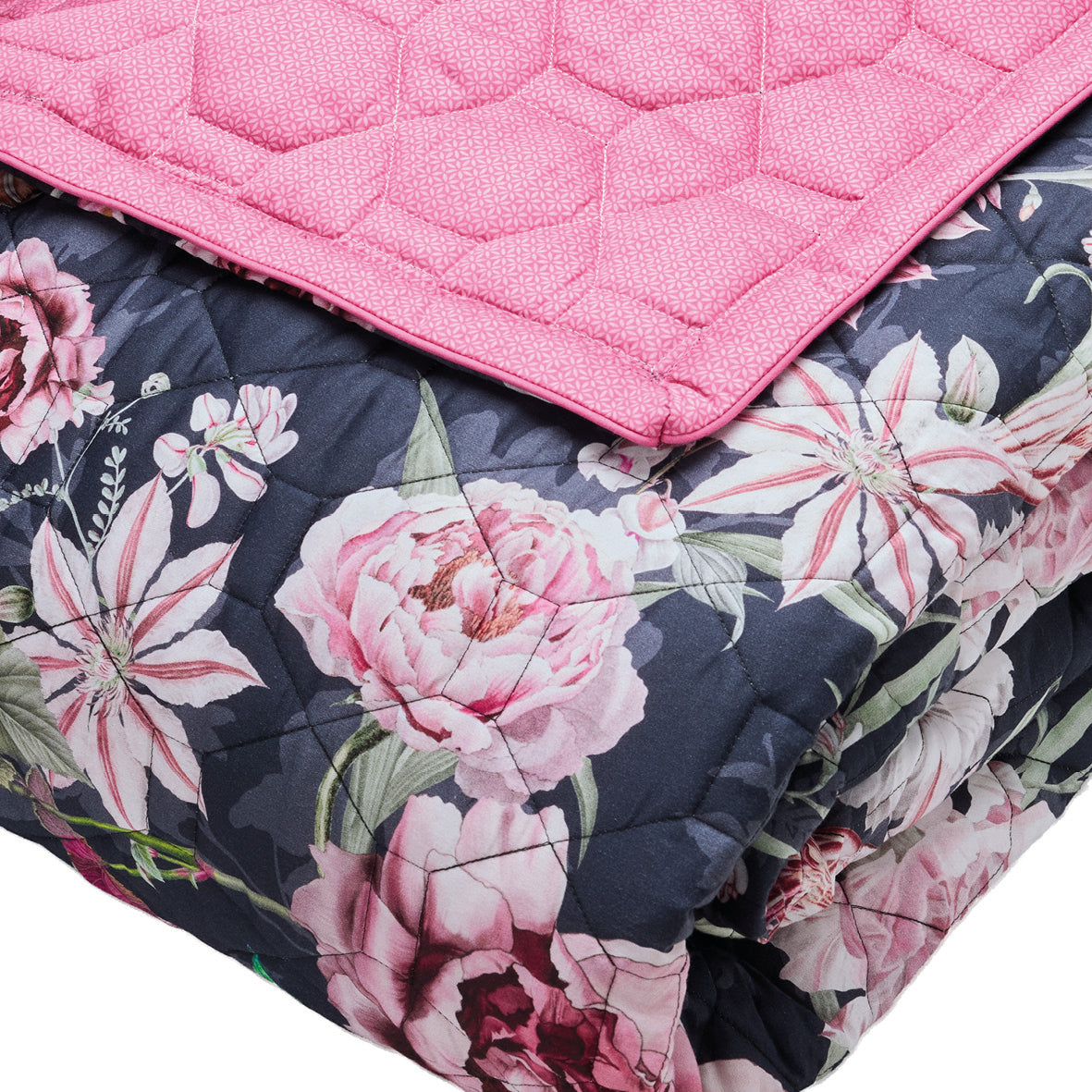 Bedspread cotton satin - Eclat nocturne Dark blue - 220 x 250 cm