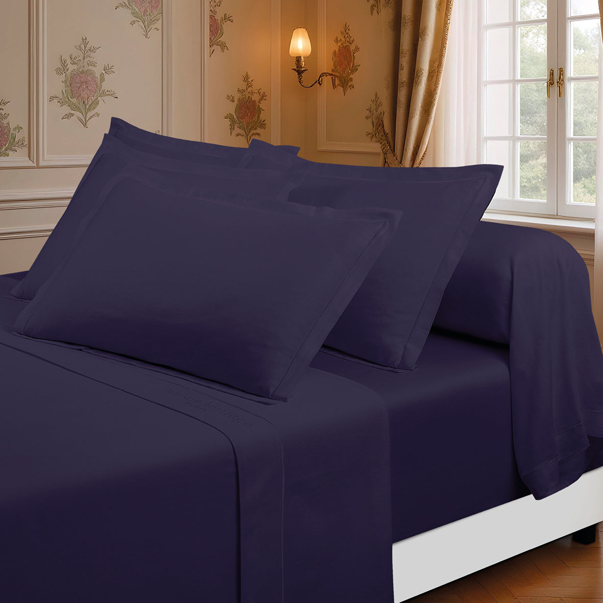 Sheet set cotton satin - Uni 1 baratta Blue 04