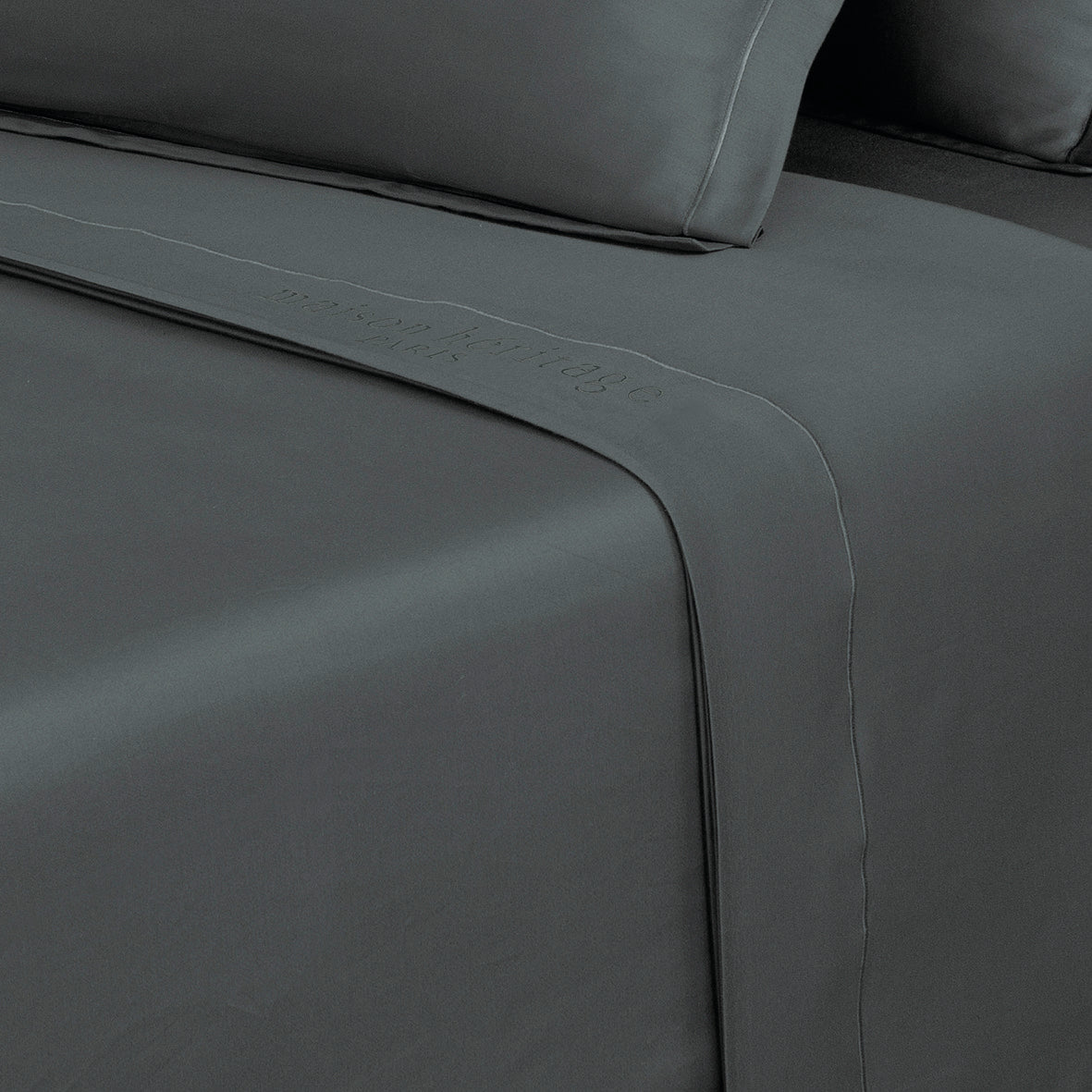 Drap plat satin de coton - Uni 1 baratta Gris 02