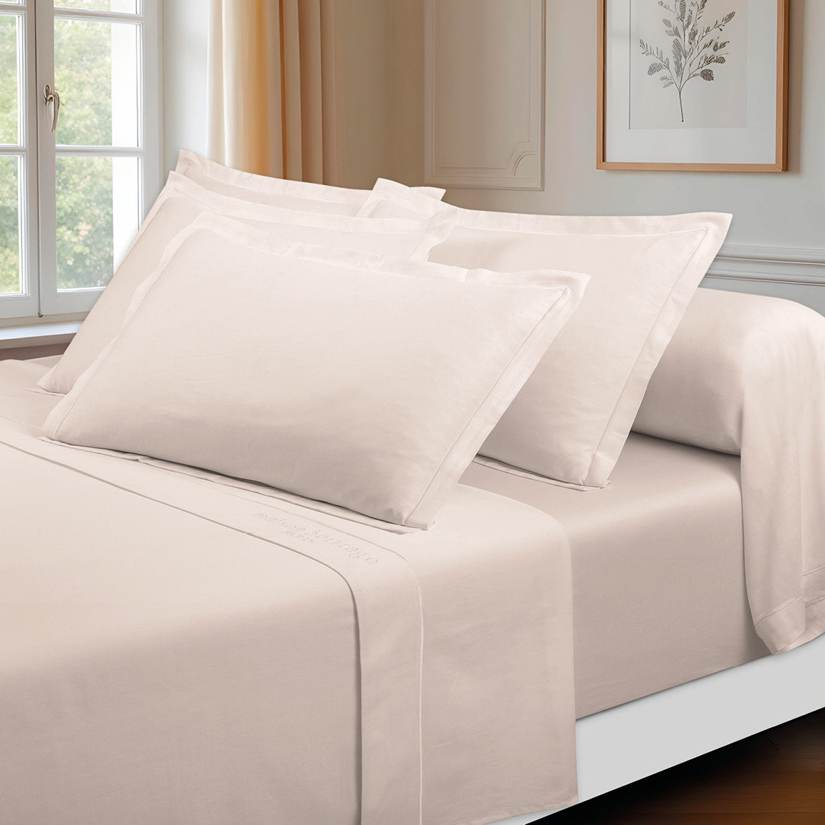 Ensemble de draps satin de coton - Uni 1 baratta Taupe 05