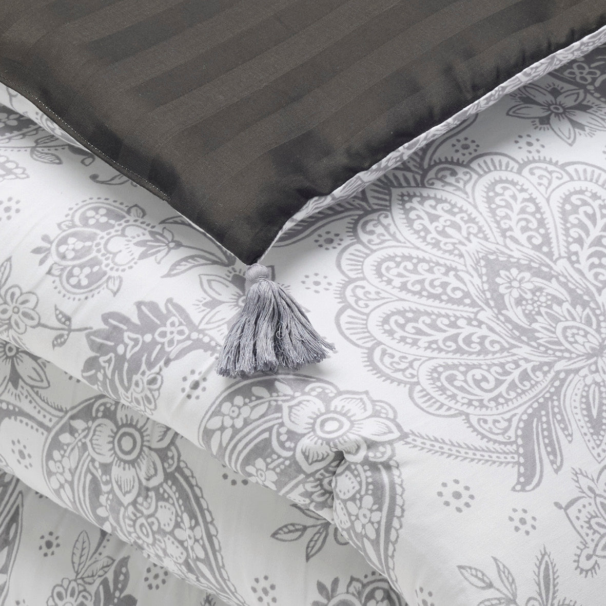 Quilt with tassels cotton satin - Fleur de prestige Beige - 140 x 200 cm
