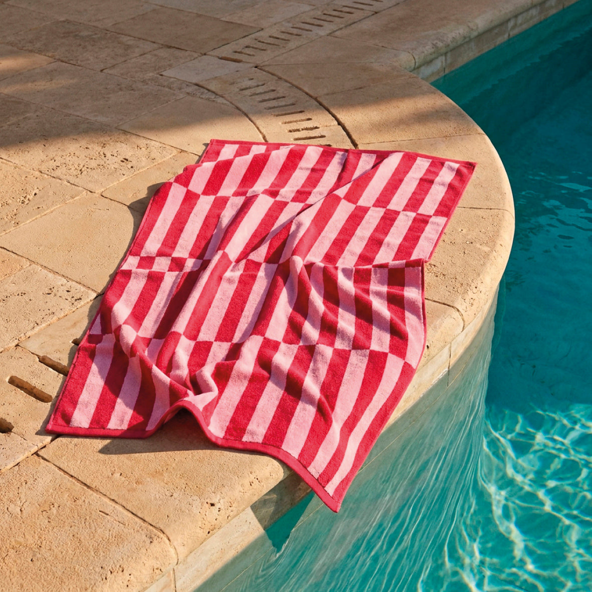 Beach towel cotton velvet - Silly Pink / Burgundy - 90 x 180 cm