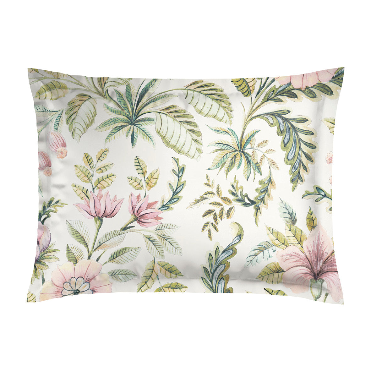 Pillowcase(s) cotton satin - Fleurs de la forêt Green