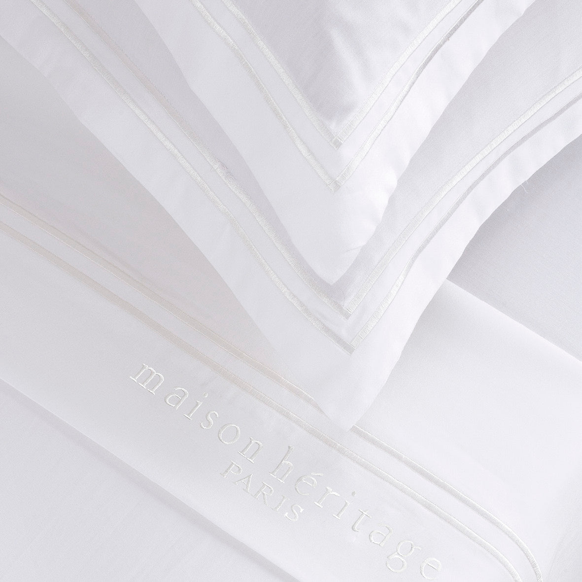 Ensemble de draps satin de coton - Paris Blanc / Blanc