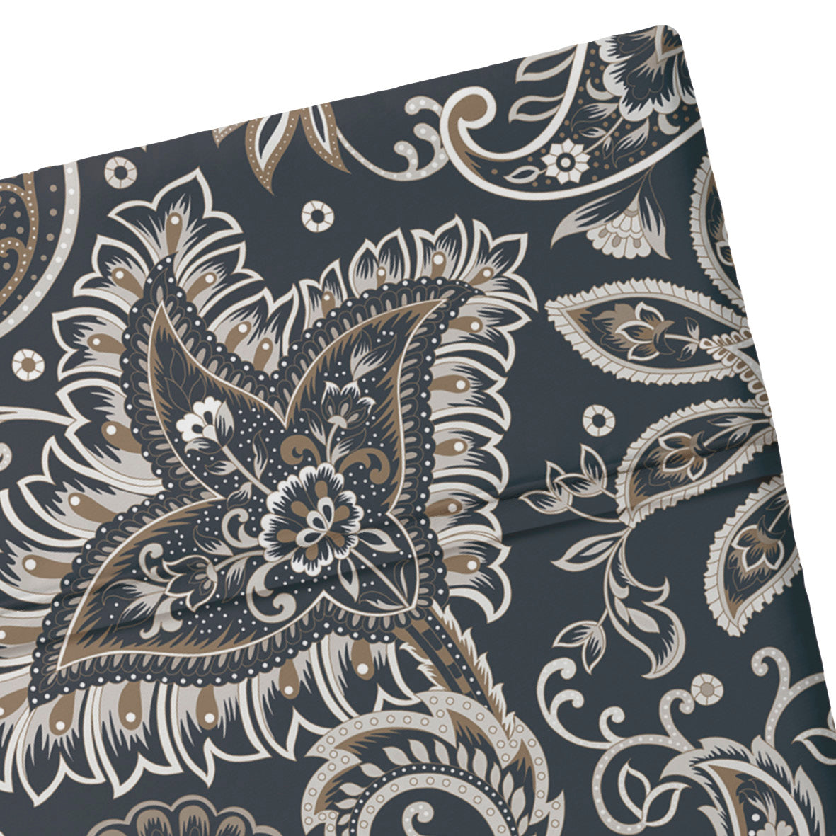 Flat sheet cotton satin - Indienne Grey / Taupe