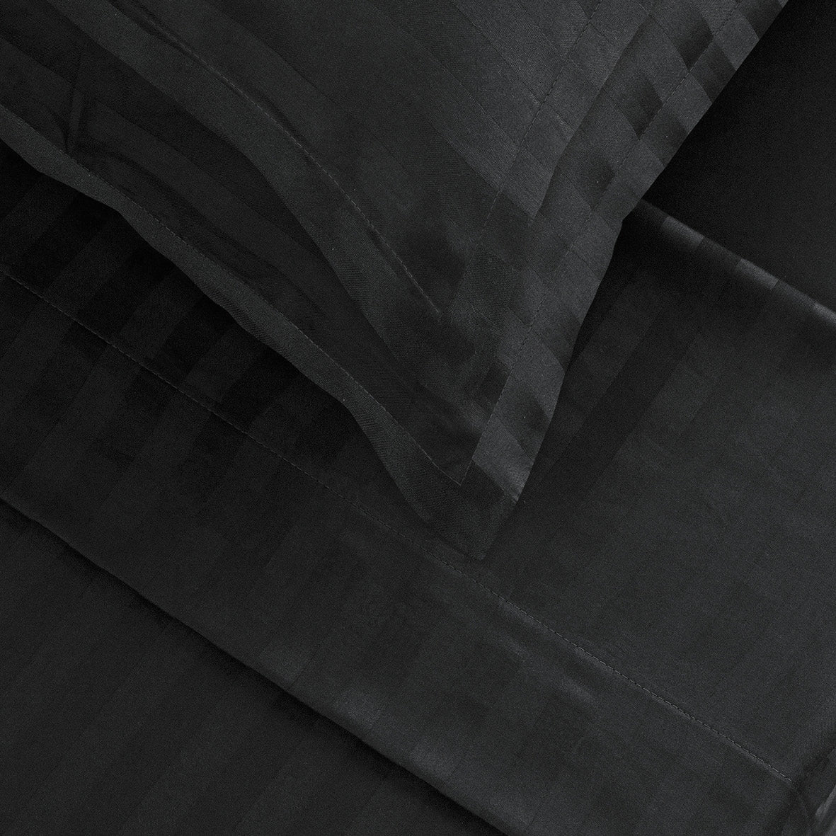 Drap plat satin de coton - Jacquard stripe Noir