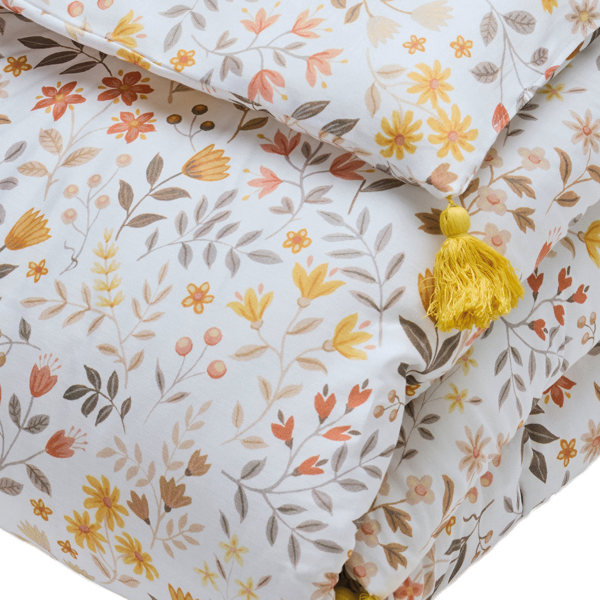 Quilt with tassels cotton satin - Havre d'ambre White - 140 x 200 cm