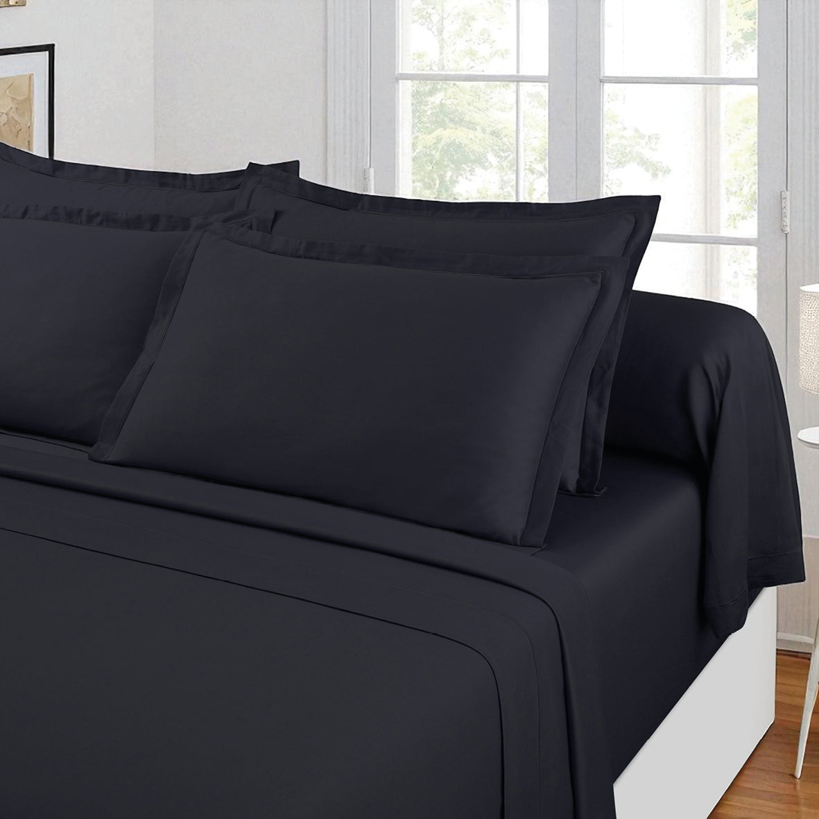 Ensemble de draps satin de coton - Uni 1 baratta Blue 11