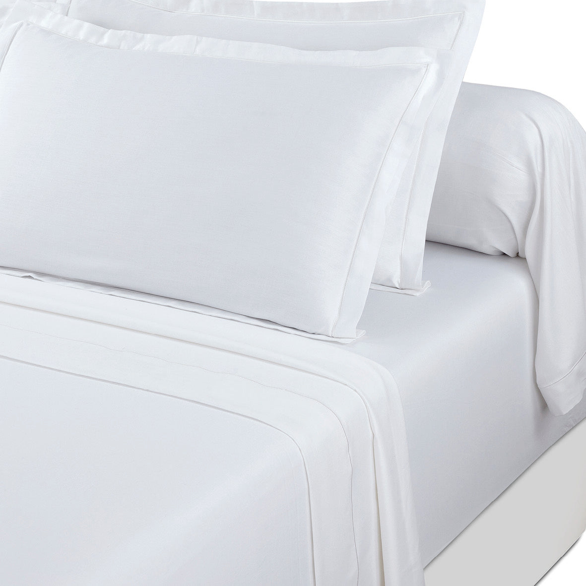 Ensemble de draps satin de coton - Uni 1 baratta Blanc 01