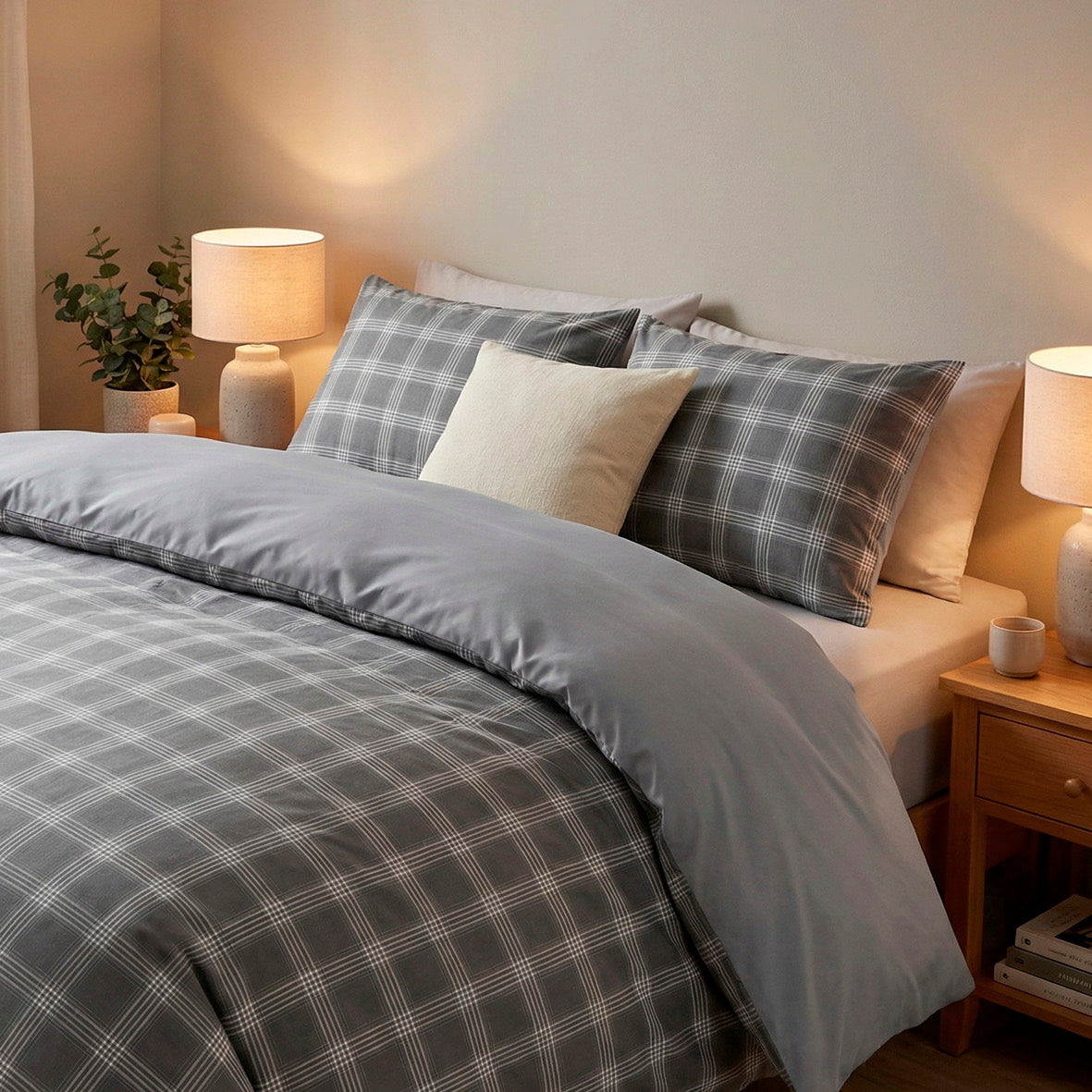 Duvet cover + pillowcase cotton satin - Gris héritage Grey