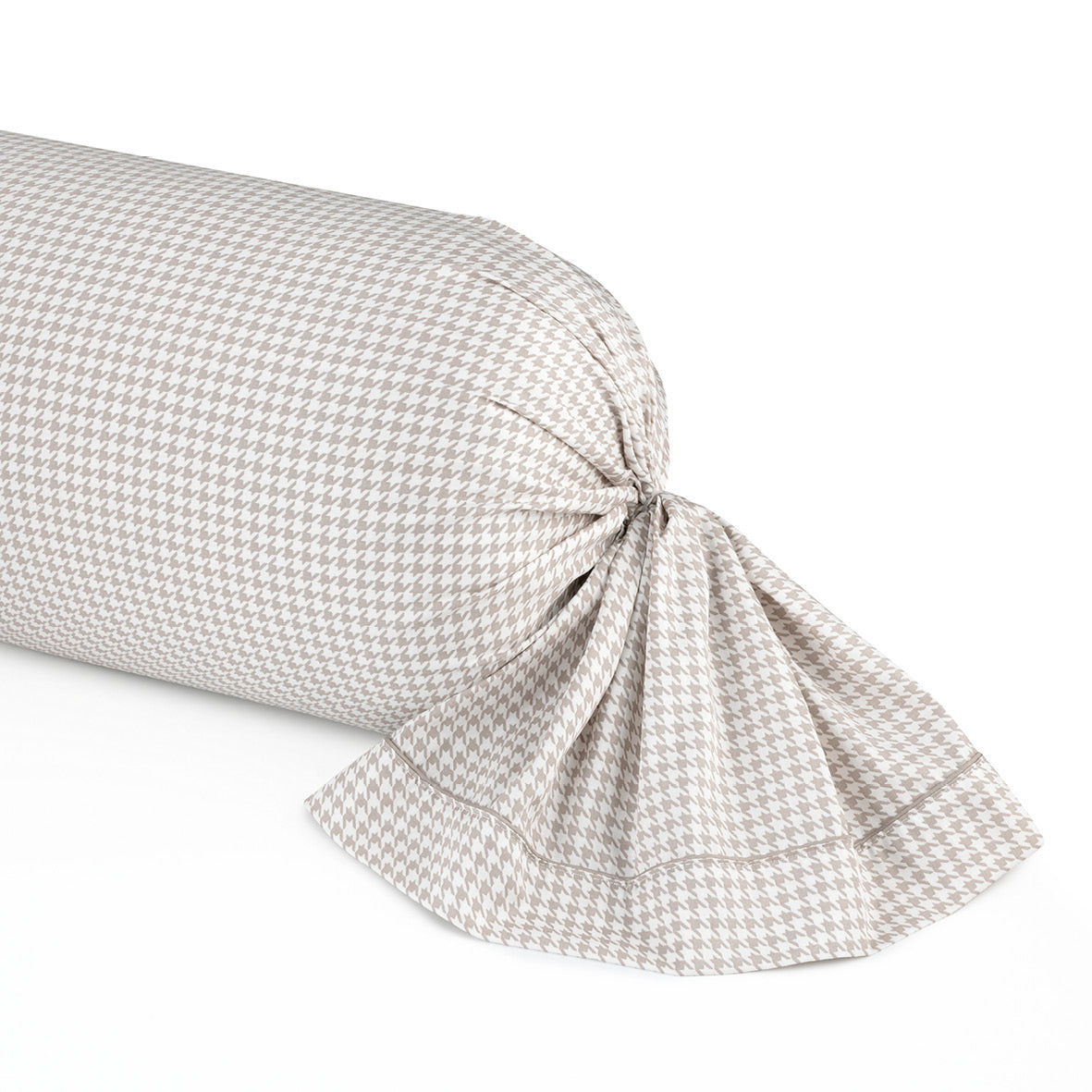 Pillowcase cotton satin - Pied de poule Taupe 43 x 210 cm