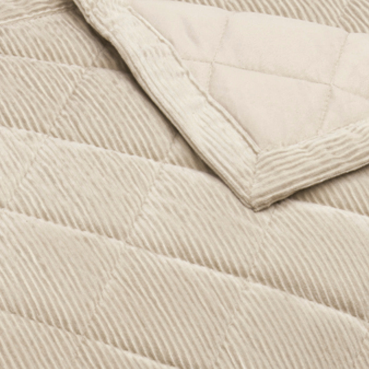 Couvre-lit velours côtelé Diamond Taupe - 220 x 250 cm