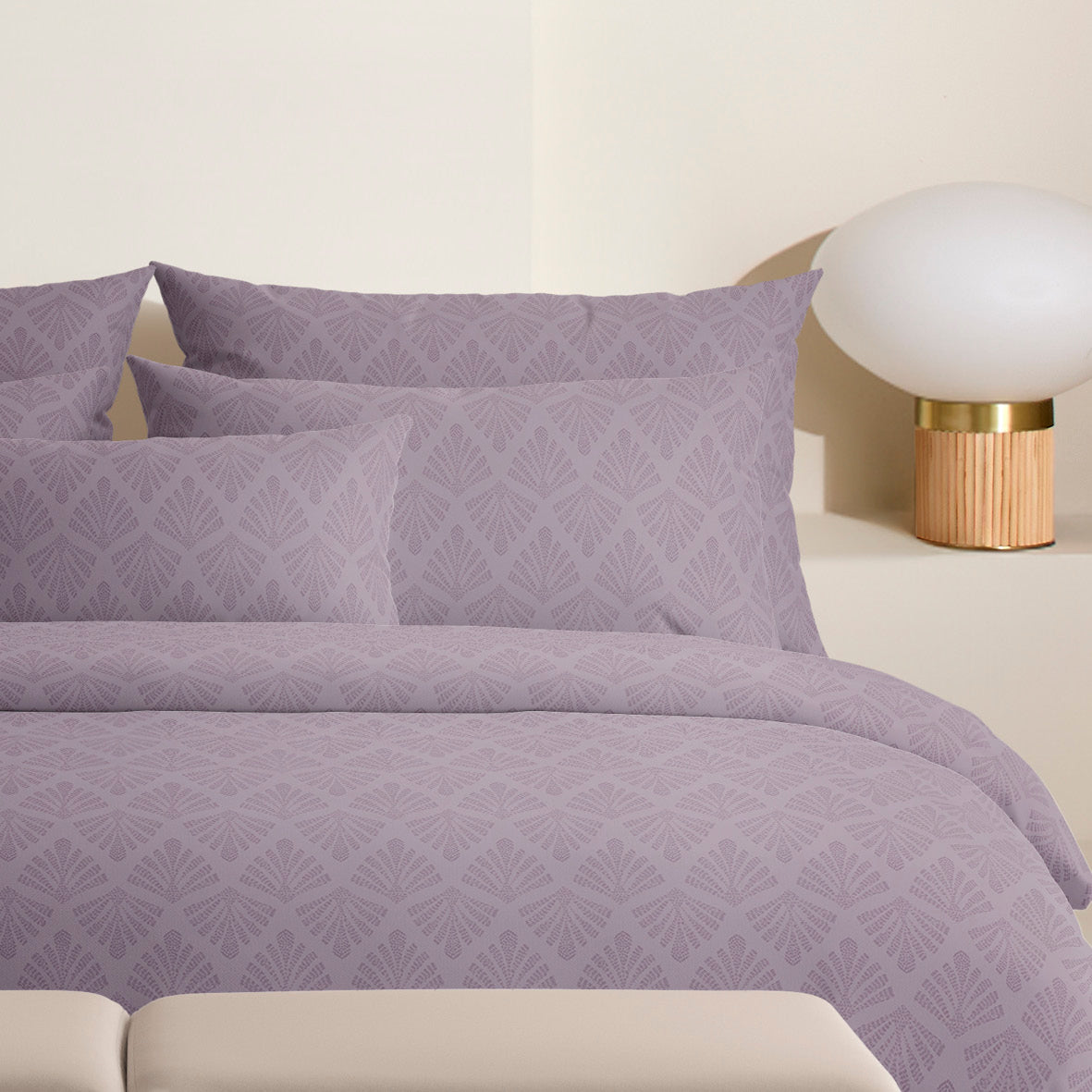 Duvet cover + pillowcase(s) cotton satin - Harmonie végétale Dark purple / Dark purple