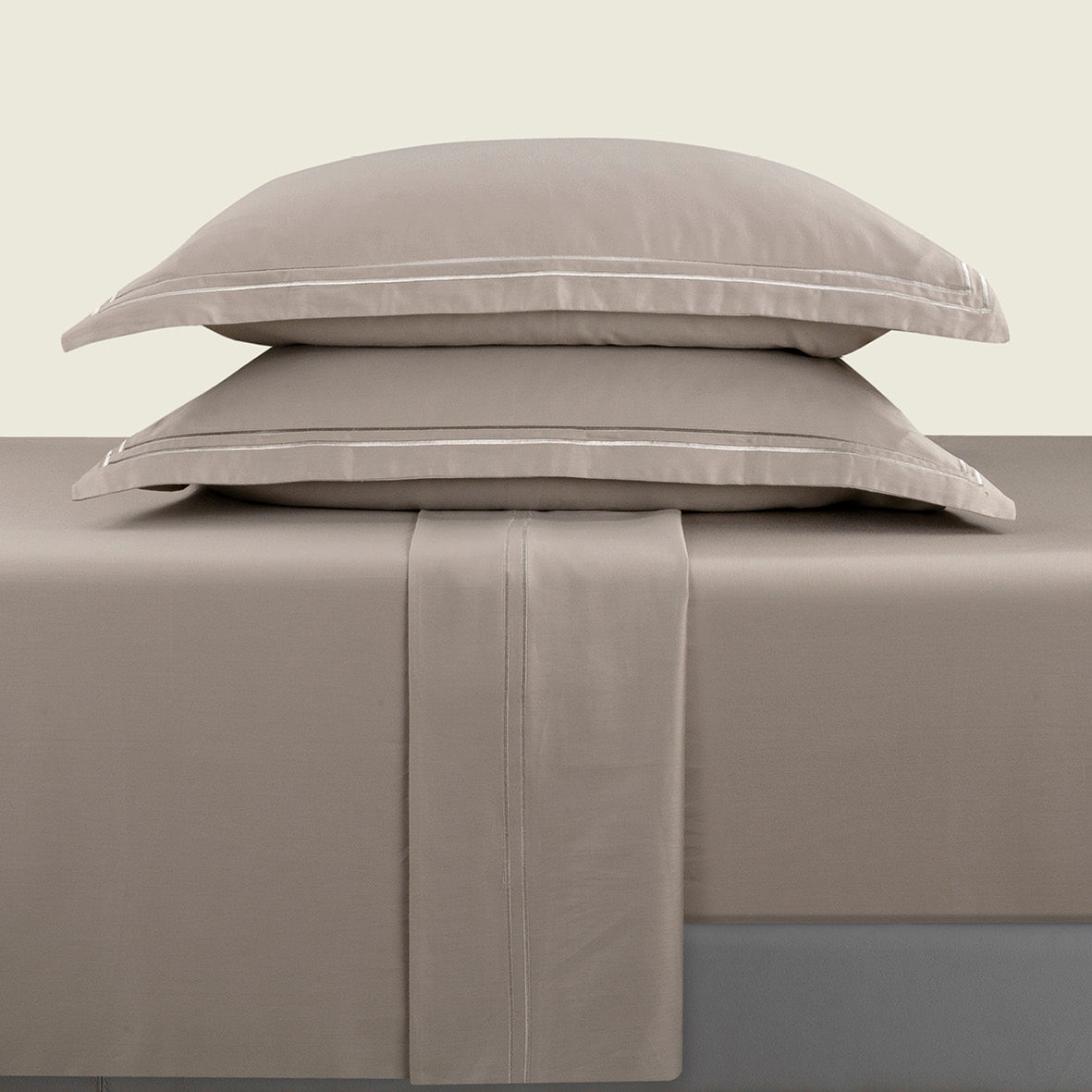 Sheet set cotton satin - Antibes Taupe / Taupe