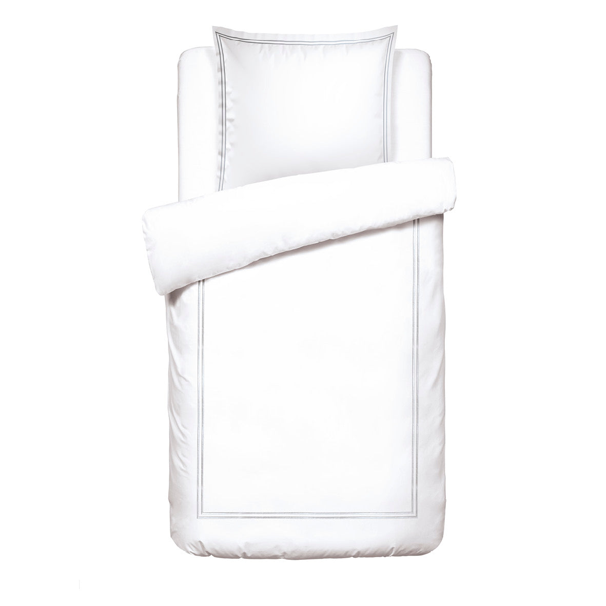 Duvet cover + pillowcase(s) cotton satin - Antibes Grey / White