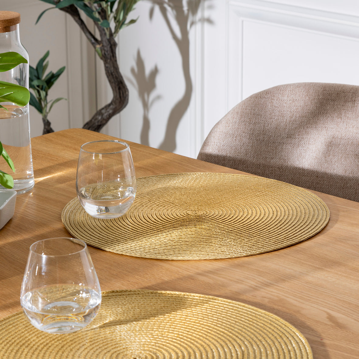 Set de table rond tressé - Jaune