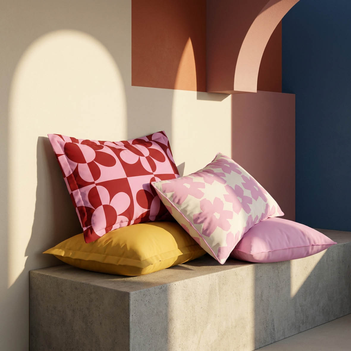 Duvet cover + pillowcase cotton satin - Pervenche - Pink / Bubblegum