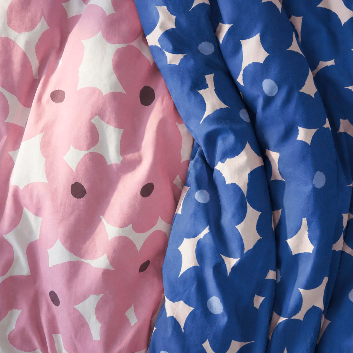 Duvet cover + pillowcase cotton satin - Pulsation florale - Blue