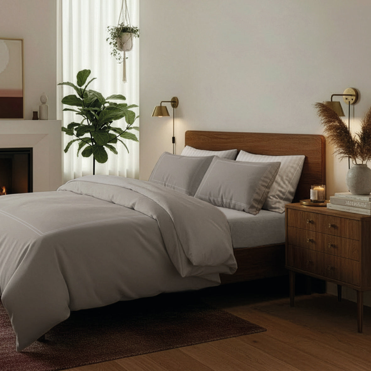 Duvet cover + pillowcase cotton satin - Annecy Taupe / Taupe