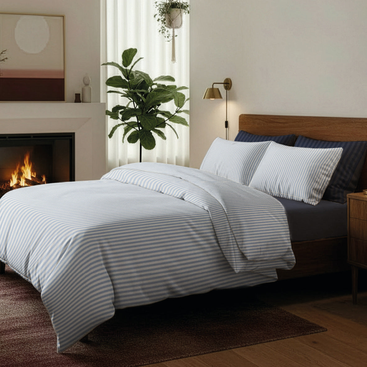 Sheet set cotton percale - Sorbonne Light blue
