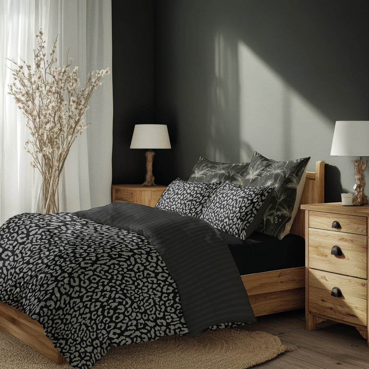 Pillowcase cotton satin - Dobby stripe woven / Instinct Black