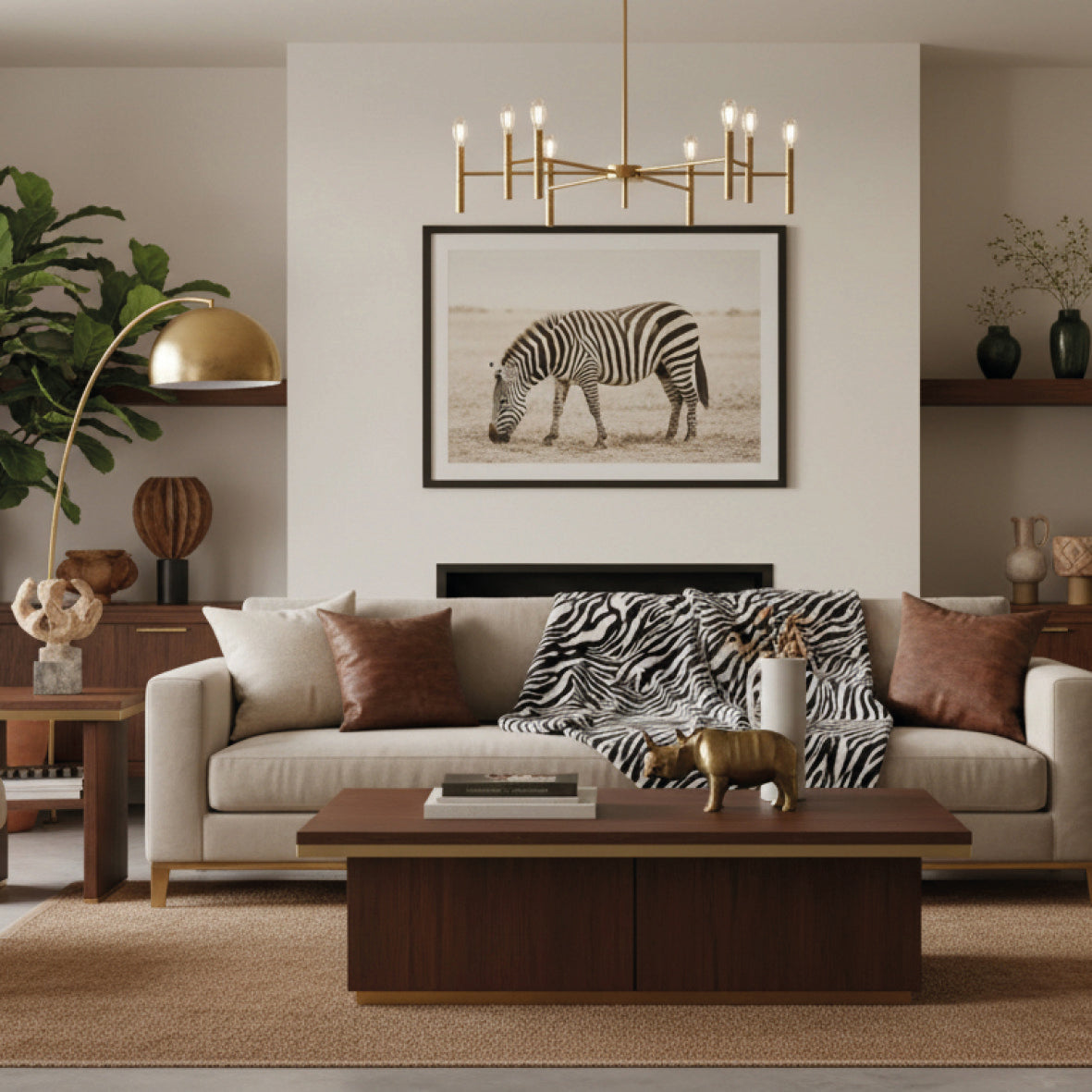 <p>Plaid en polaire Wild stripe Noir / Blanc - 180 x 220 cm</p>