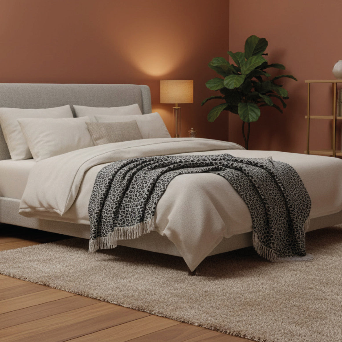 Woven plaid - Leopard Black / Dark grey - 130 x 170 cm