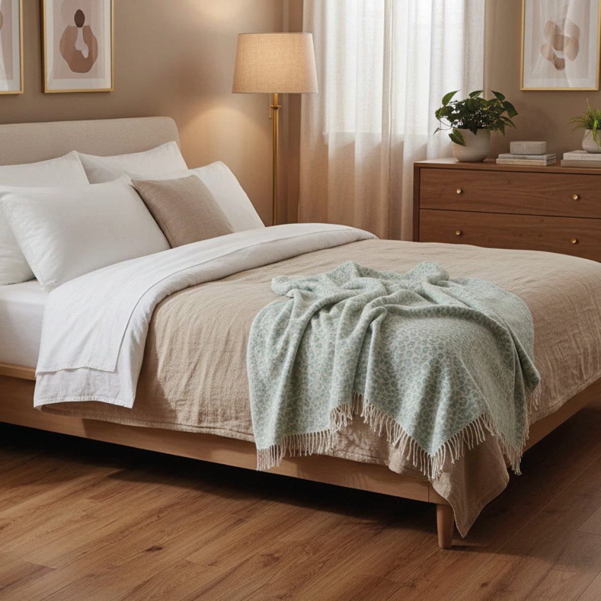 Woven plaid - Leopard Mint - 130 x 170 cm