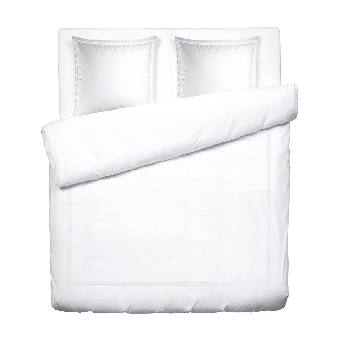Duvet cover + pillowcase cotton satin - Biarritz White / White 260 x 240 cm + 2 x (63 x 63 cm)