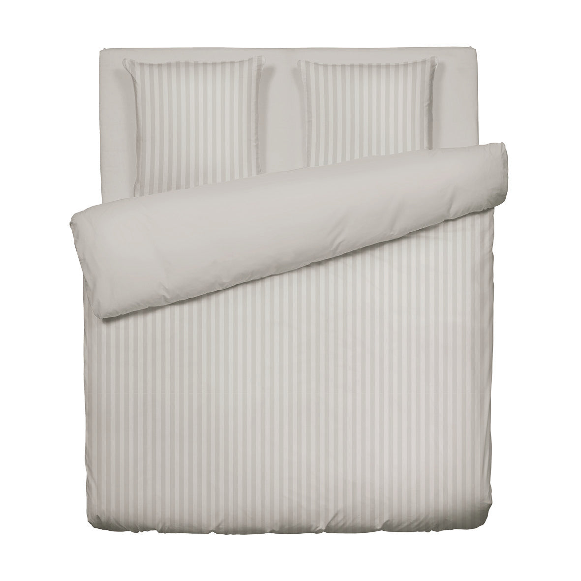 Duvet cover + pillowcase cotton satin dobby stripe woven - Taupe